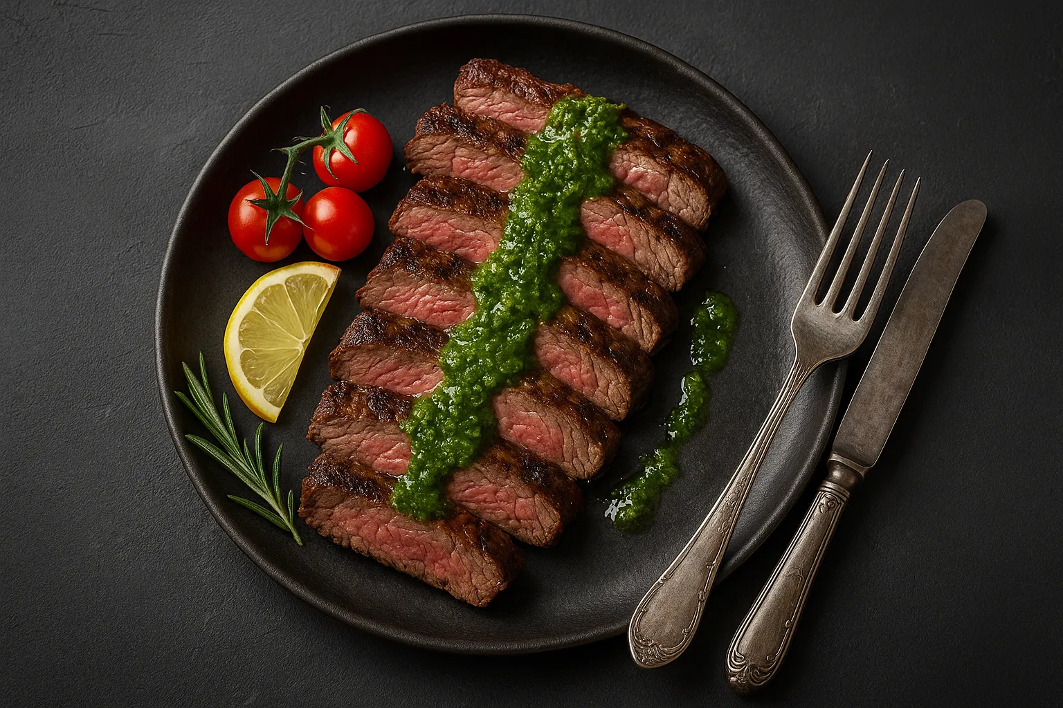 Antricot de vită Black Angus la grătar cu chimichurri